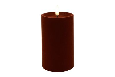 Ledkaars stomp velvet lyon wax rond 7.5x7.5x12.5cm d.bruin