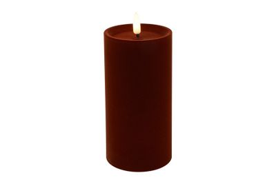 Ledkaars stomp velvet lyon wax rond 7.5x7.5x15cm d.bruin