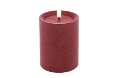 Ledkaars stomp velvet lyon wax rond 7.5x7.5x10cm fuchsia