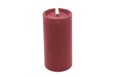 Ledkaars stomp velvet lyon wax rond 7.5x7.5x15cm fuchsia