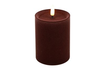 Ledkaars stomp velvet lyon wax rond 7.5x7.5x10cm d.paars