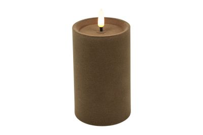 Ledkaars stomp velvet lyon wax rond 7.5x7.5x12.5cm taupe