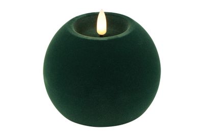 Ledkaars bol velvet lyon wax rond 10x10x7.8cm d.groen
