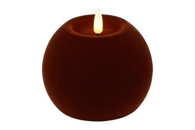 Ledkaars bol velvet lyon wax rond 10x10x7.8cm d.bruin