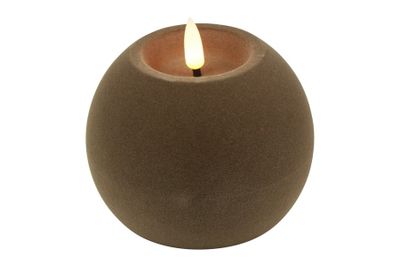 Ledkaars bol velvet lyon wax rond 10x10x7.8cm taupe