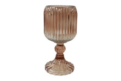 Theelichthouder sierra valerio glas 8x8x16.1cm d.bruin