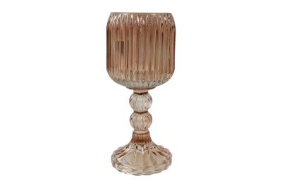 Theelichthouder sierra valerio glas 8x8x19cm d.bruin