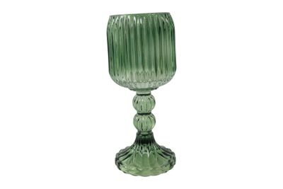 Theelichthouder sierra valerio glas 8x8x19cm groen