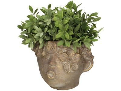 Pot de fleurs visage béton or