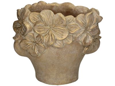 Pot de fleurs visage béton or