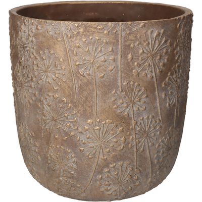Planter paardebloem beton goud 25x25x25cm