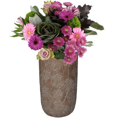 Jardinière pissenlit béton doré 18x18x30cm