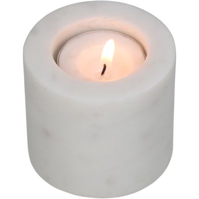 Kandelaar marmer wit 6.5x6.5x5.5cm