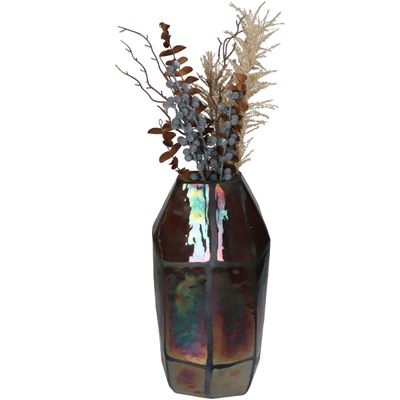 Vase verre bronze 16.5x16x32cm