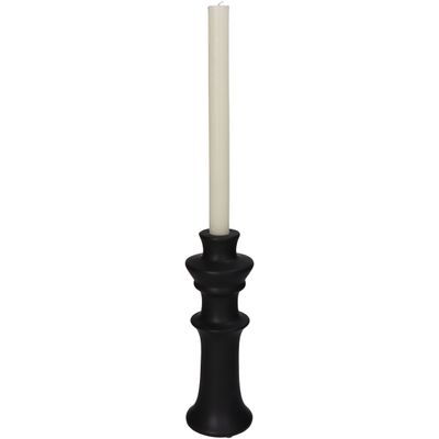 Bougeoir faïence fine noire 8x8x24cm