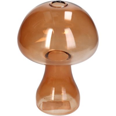 Vase champignon verre marron 9.5x9.5x13cm