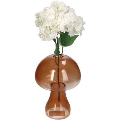 Vase champignon verre marron 9.5x9.5x13cm