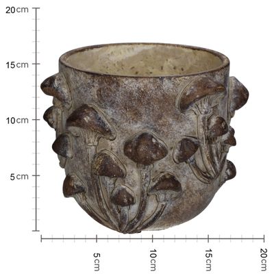 Jardinière champignon béton brun 18,5x18,5x14,5cm