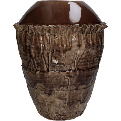 Vaas fijn aardewerk bruin 22.5x22.5x28cm