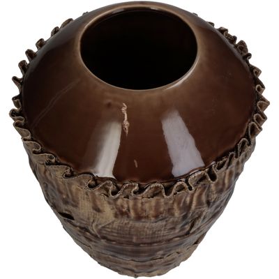 Vaas fijn aardewerk bruin 22.5x22.5x28cm