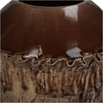 Vaas fijn aardewerk bruin 22.5x22.5x28cm