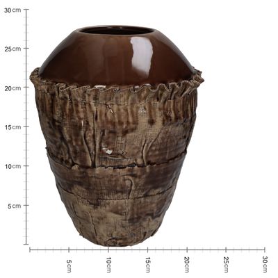Vaas fijn aardewerk bruin 22.5x22.5x28cm