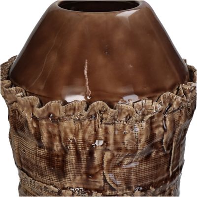 Vase faïence fine marron 18,5x18,5x37cm