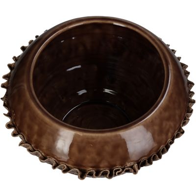 Jardinière faïence fine marron 31,5x31,5x20cm