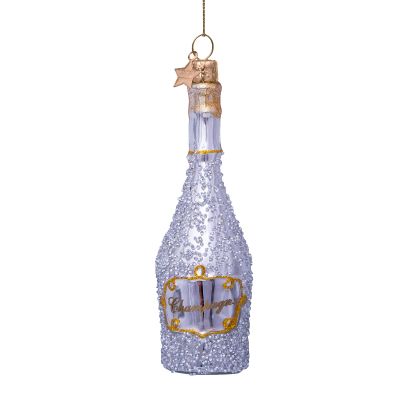 Ornament glass silver/gold champagne bottle h16cm
