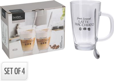 Latte macchiato glas set van 4