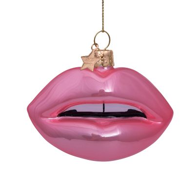 Ornament glass soft pink opal sensual lips h7.5cm