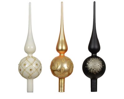 Piek glas31cm wit,goud,zwart