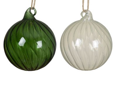 Kerstbal glas transparant spiraal