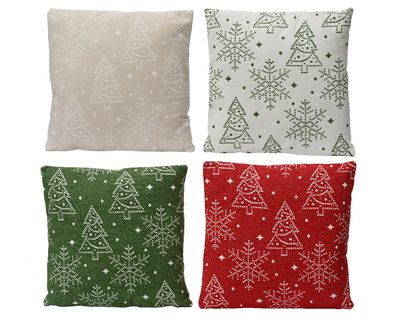 Kussen 4 assortie kerstboom sneeuwvlok 40cm