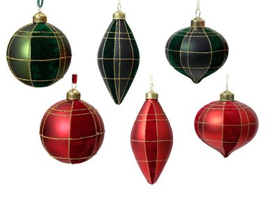 Kerstbal glas fluweel glitters