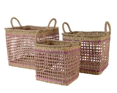 Mand zeegras roze 35cm