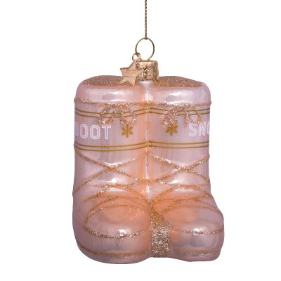 Ornament glass champagne opal snow boots h7.5cm