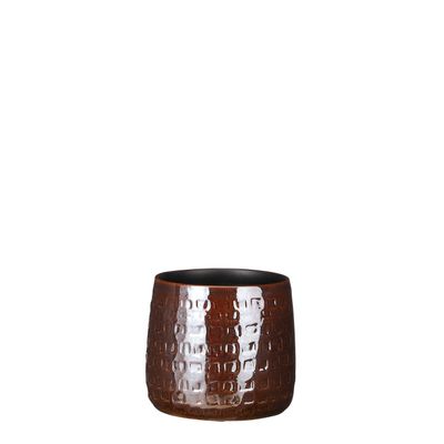 Floyd pot rond bruin - h13xd15cm