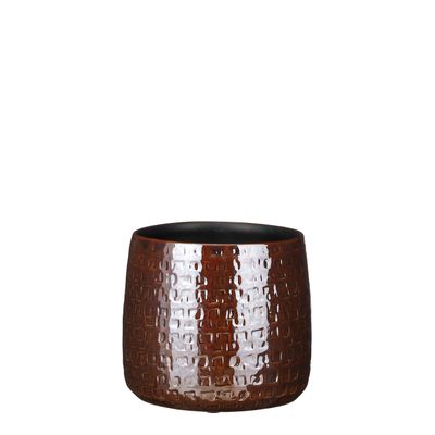 Floyd pot rond bruin - h17xd19cm