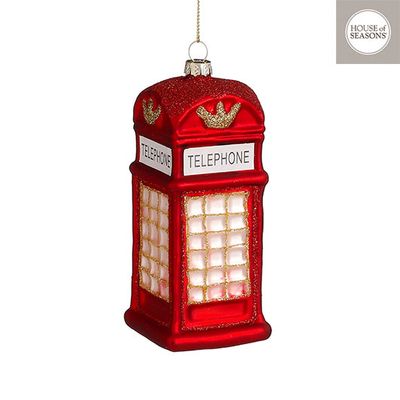 Ornament phone booth rood - l6xb6xh14cm