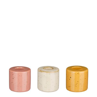 Bougeoir orange rose blanc casse 3 assorti - h5xd5cm