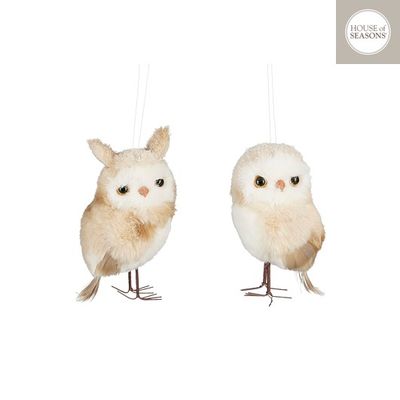 Decoration hibou marron cl. 2 assorti - l16xb7xh11cm