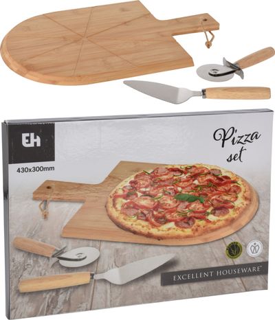 Set à pizza: Planche à découper , trancheur et pelle