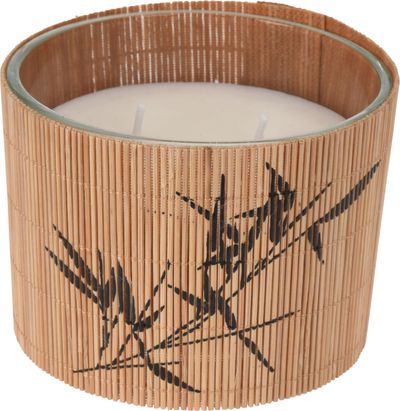 Kaars met bamboe en print 11X8 cm