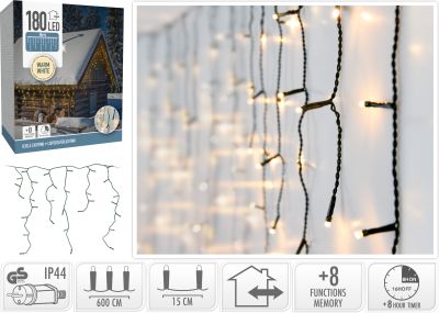 Guirlande rideau icicle 180led