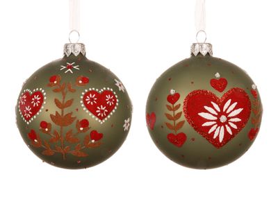 Kerstbal glas mat harten