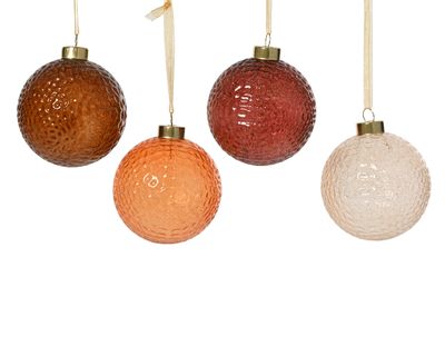Kerstbal glas transparant met glitters