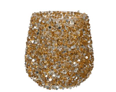 Theelichthouder glas parels