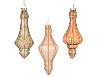 Ornament glas lijnen glitters