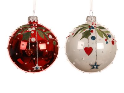 Kerstbal glas emaille, glanzend